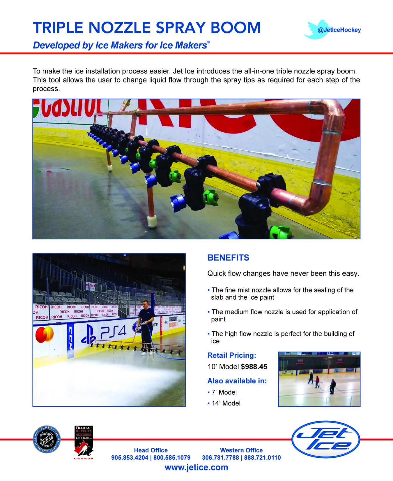 Jet Ice Triple Nozzle Spray Boom med gronne dyser og kobberror