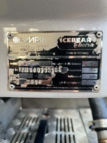 Olympia Icebear Electric – 2014 – Maskinopplysninger med modell, serienummer og byggeår 2014